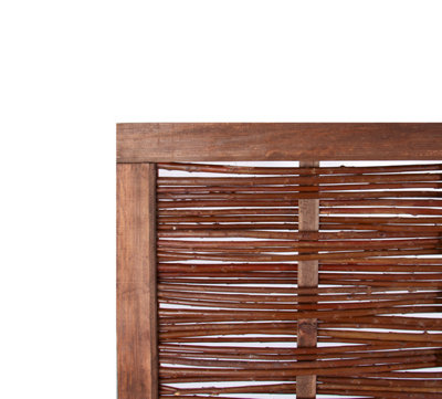 Willow Hurdle Fence Panel Framed Handwoven 6ft x 4.5ft - 4