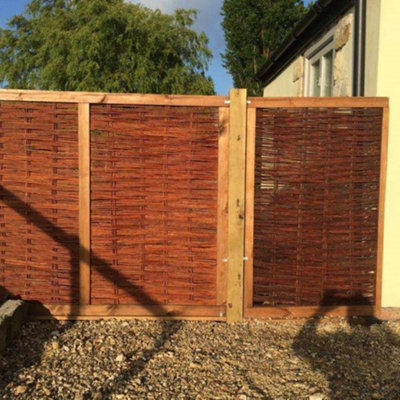 Willow Hurdle Fence Panel Framed Handwoven 6ft x 4.5ft - 7