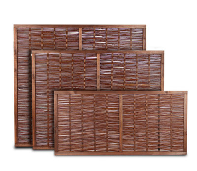 Willow Hurdle Fence Panel Framed Handwoven 6ft x 6ft