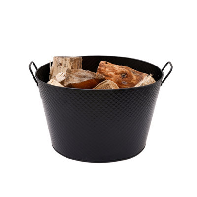 Willow Large Fireside Log Bucket Iron Oval Opening Black Matte Finish - 4