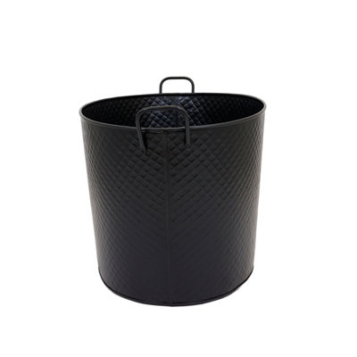 Willow Large Fireside Log Bucket Iron Oval Opening Black Matte Finish - 7