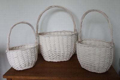 Willow Shopping or Floral Baskets - Set of 3