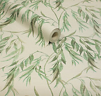 Willow Tree White/Green Wallpaper