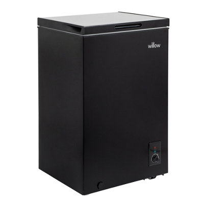 Willow W99CFB Freestanding 99L Chest Freezer with Removable Storage Basket, Suitable for Outbuildings and Garages - Black
