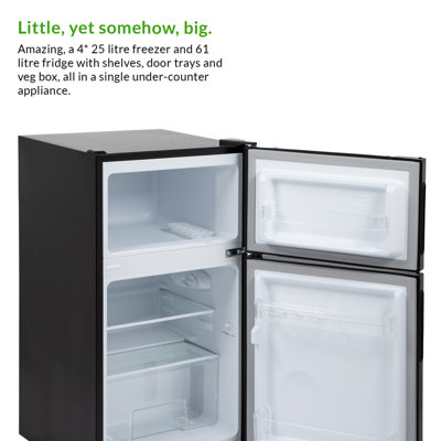 Willow WB50UCFF 86L Under Counter Fridge Freezer with Adjustable Thermostat -  Black