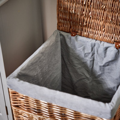 Willow Wicker Laundry Basket with Removable Cotton Lining & Lid Square Woven Rustic Style Rattan - 4