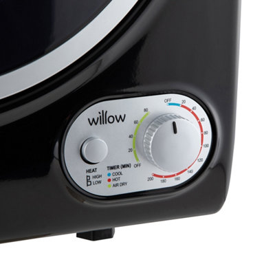 Willow WTD25B 2.5kg Compact Vented Dryer, Front Loading with Child Lock, Crease Guard, 2 Year Warranty - Black