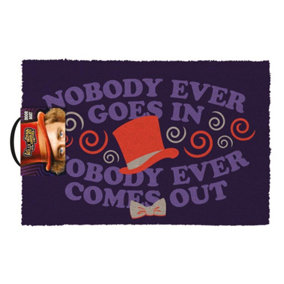 Willy Wonka & the Chocolate Factory Nobody Ever Goes In Nobody Ever Comes Out Coir Door Mat Purple/Orange (60cm x 40cm)