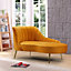 Wilmot 161cm Wide Orange Velvet Fabric Shell Back Chaise Lounge Sofa with Golden Coloured Legs