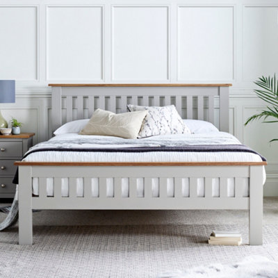 Grey timber deals bed frame