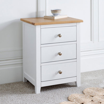 Wilmslow White 3 Drawer Bedside Table | DIY at B&Q