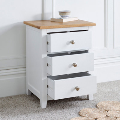 Wilmslow White 3 Drawer Bedside Table