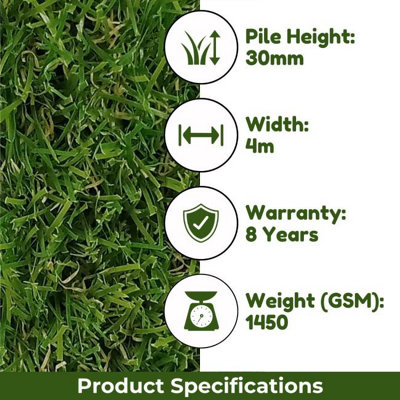 Wilow 40mm Outdoor Artificial Grass, Pet-Friendly Fake Grass,8 Years Warranty,Fake Grass-14m(45'11") X 4m(13'1")-56m²