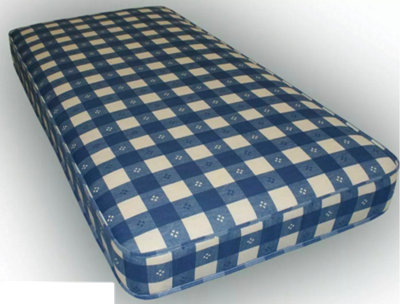 Wilson Beds - 4" (10cm) Deep 2ft6 Small Single Blue Check All Firm Reflex Foam Kids Thin Mattress