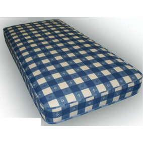 Wilson Beds - 4" (10cm) Deep 2ft6 Small Single Blue Check All Firm Reflex Foam Kids Thin Mattress