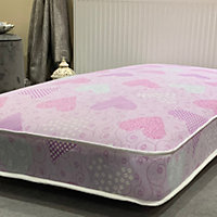 Wilson Beds - 4" (10cm) Deep 2ft6 Small Single Pink Hearts Firm All Reflex Foam Kids Thin Mattress