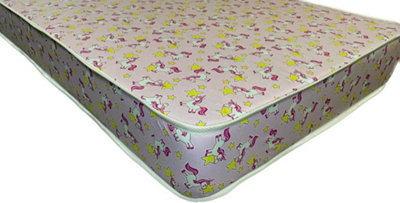 Wilson Beds - 4" (10cm) Deep 2ft6 Small Single Pink Unicorns Firm All Reflex Foam Kids Thin Mattress