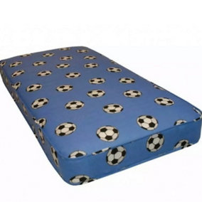 Wilson Beds - 4" (10cm) Deep 3ft Single Blue Football All Firm Reflex Foam Kids Thin Mattress