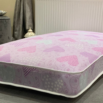 Wilson Beds 4" (10cm) Deep 3ft Single Pink Hearts Firm All Reflex