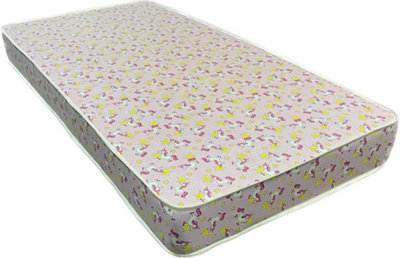 Wilson Beds - 4" (10cm) Deep European Single 90x200cm Pink Unicorns Firm All Reflex Foam Kids Thin Mattress