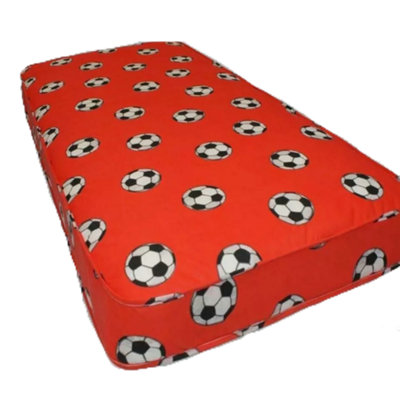 Wilson Beds - 4" (10cm) Deep European Single 90x200cm Red Football Firm All Reflex Foam Kids Thin Mattress