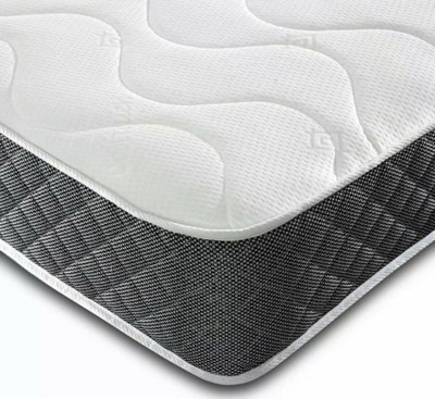 Wilson Beds - 4ft SMALL Double Standard Depth 8" Quilted Hybrid Spring Mattress With A Layer Of Memory Foam And A Black Border