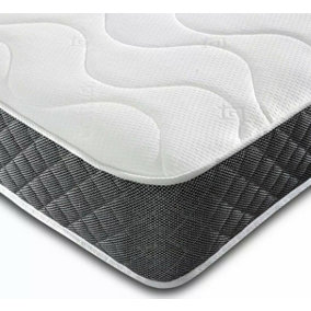 Wilson Beds - 4ft SMALL Double Standard Depth 8" Quilted Hybrid Spring Mattress With A Layer Of Memory Foam And A Black Border