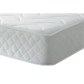Wilson Beds - Basic 6.5" Deep 3ft Single All White Quilted Longwave Design, Hybrid Spring Mattress With A Layer Of Memory Foam