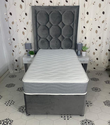 Wilson Beds - Basic 6.5" Deep 3ft Single Quilted Longwave, Hybrid Spring Mattress With A Layer Of Memory Foam And A Grey Border
