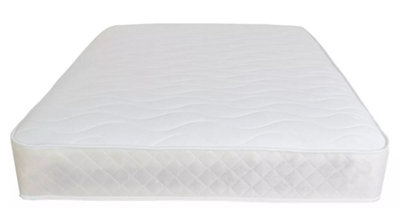 Wilson Beds - Basic 6.5" Deep 4ft6 Double All White Quilted Longwave Design, Hybrid Spring Mattress With A Layer Of Memory Foam