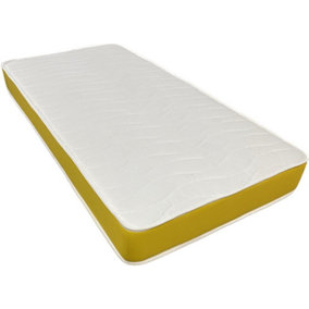 Wilson Beds Limited - 4ft SMALL Double Rainbow Kids Basic Yellow Quilted Conventional Spring Mattress