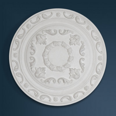 Wilton Plaster WCP-04 Small Leaf & Scroll Plaster Ceiling Rose 420mm