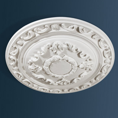 Wilton Plaster WCP-04 Small Leaf & Scroll Plaster Ceiling Rose 420mm