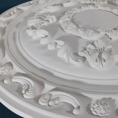 Wilton Plaster WCP-04 Small Leaf & Scroll Plaster Ceiling Rose 420mm - 3