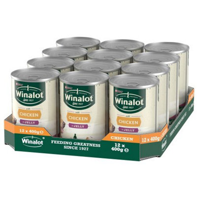 Winalot Adult Wet Dog Food Can with Chicken in Jelly 12x400g