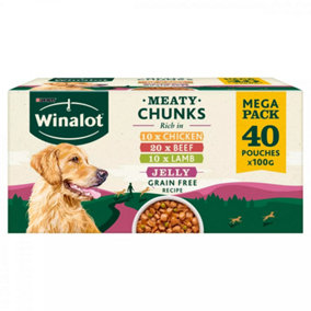 Winalot Perfect Portions Dog Food Pouches Meat in Jelly 40 x 100g