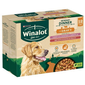 Winalot Sunday Dinner Wet Dog Food Pouches In Gravy 12x100 (Pack of 4)
