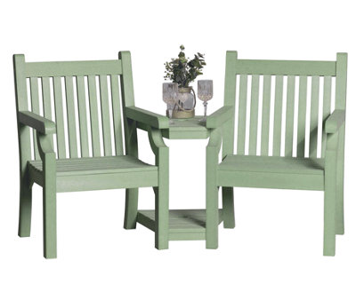 Winawood Sandwick Wood Effect Love Seat - Duck Egg Green