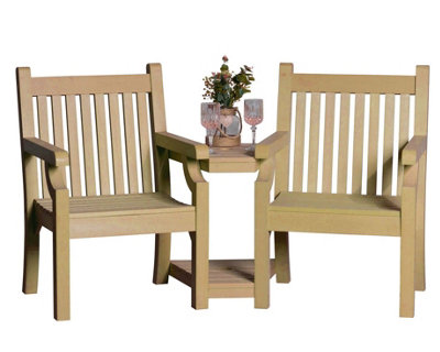 Winawood Sandwick Wood Effect Love Seat - New Teak