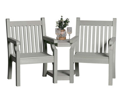 Winawood Sandwick Wood Effect Love Seat - Stone Grey