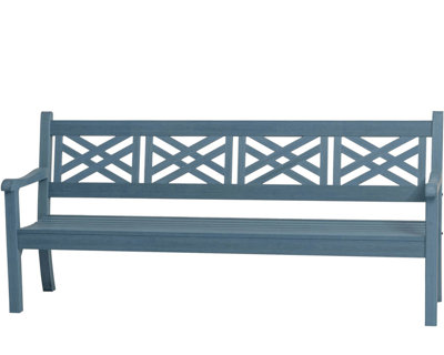 Winawood Speyside 4 Seater Wood Effect Bench - Powder Blue