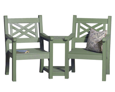 Winawood Speyside Wood Effect Love Seat - Duck Egg Green