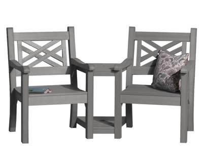 Winawood Speyside Wood Effect Love Seat - Stone Grey