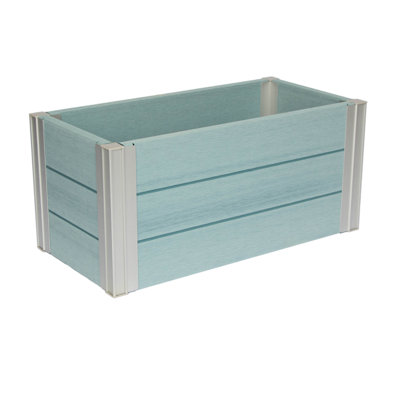 Winawood Wood Effect Rectangular Planter - Powder Blue