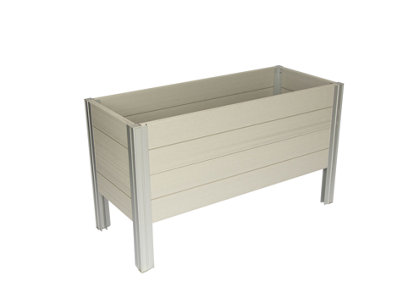 Winawood Wood Effect Rectangular Raised Planter - Stone Grey