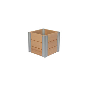 Winawood Wood Effect Small Cube Planter - New Teak