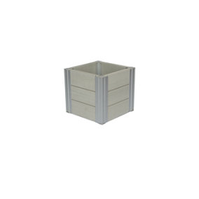 Winawood Wood Effect Small Cube Planter - Stone Grey