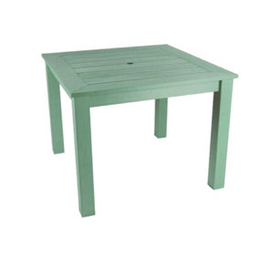 Winawood Wood Effect Square Dining Table - L98.3cm x D98.3cm x H76cm - Duck Egg Green