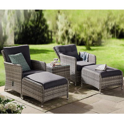 Rattan reclining chairs on sale with footstools