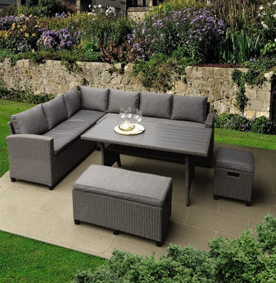 Palma corner rattan garden sales lounge set 9 seater